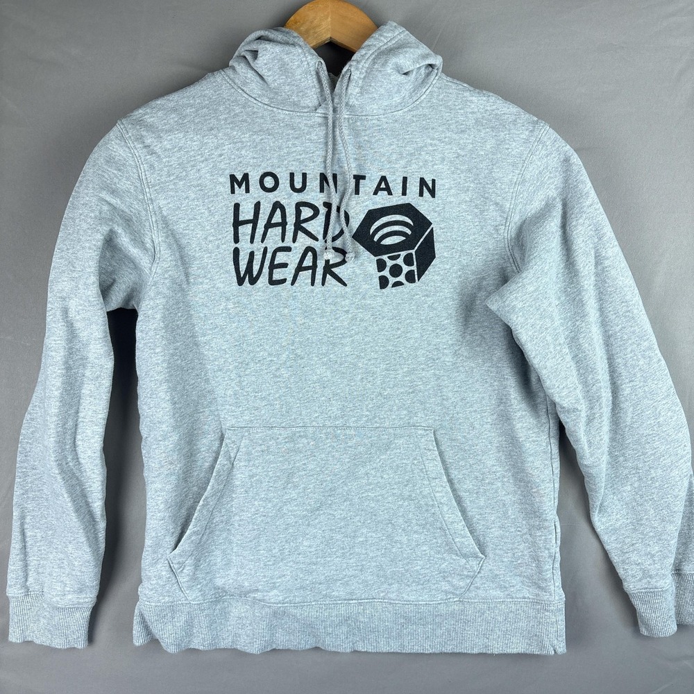 Mountain Hardwear Hoodie Mens Medium Gray Pullover Fleece Graphic Sweatshirt